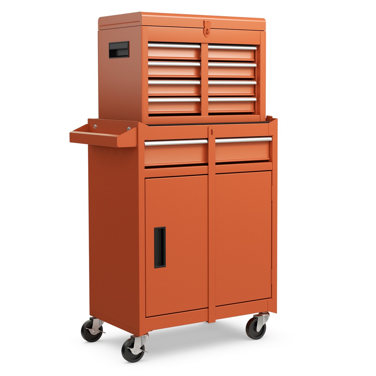 Orange Steel Tool Storage Cabinet with 5 Drawers, Detachable Design and Locking Wheels